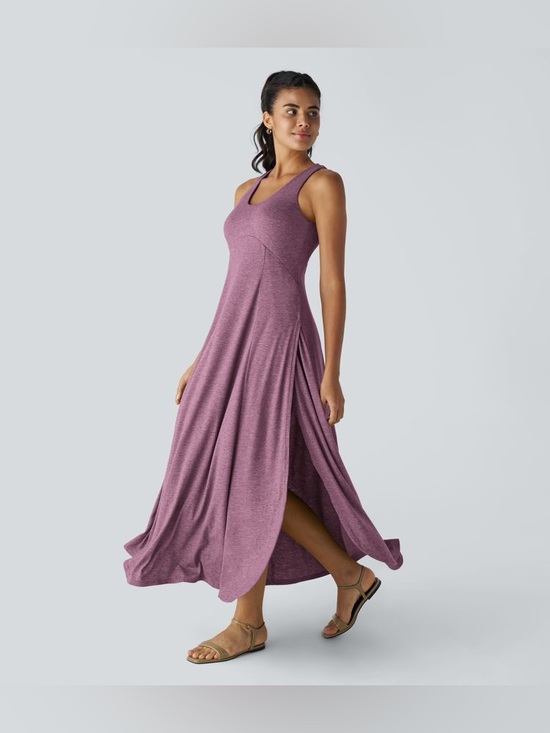 HALARA Dresses & Skirts - Halara U Neck Flowy Maxi Casual Mauve  Tank Dress, Size M